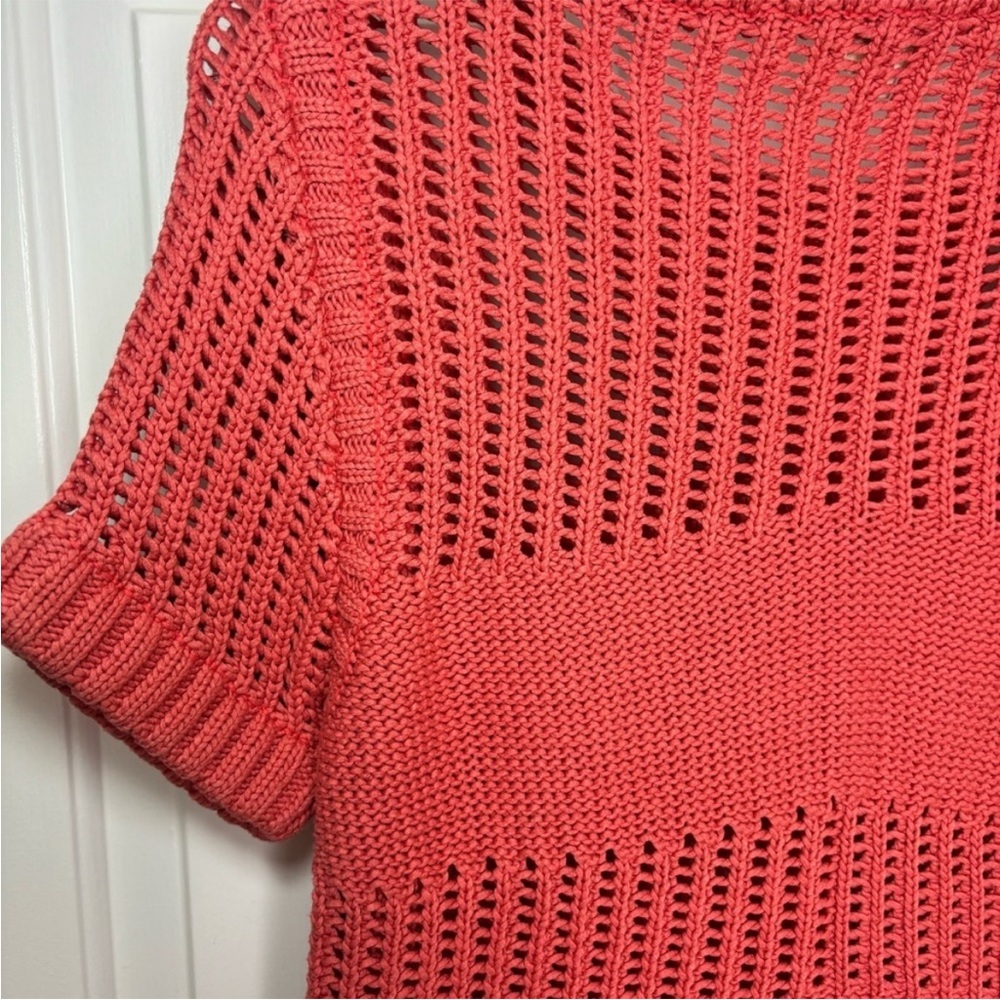 WHIT Red ❤️ Cotton Summer Short Sleeve Sweater with Open Knit Design. Cute! ❤️ - Picture 6 of 8